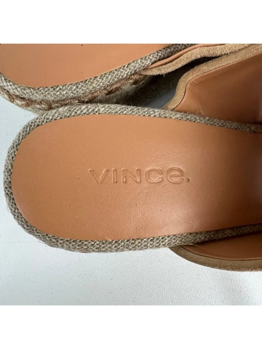 Vince Womens Sutherland Jute Wedge Sandals Brown Tan Suede Leather size 6M